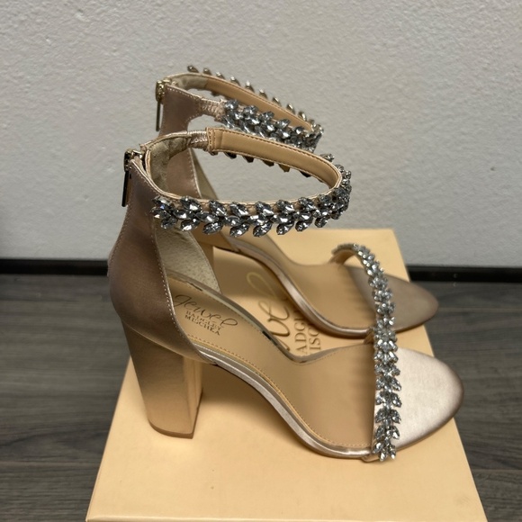 Women's Mayra Block Heel Evening Sandals Champagne Satin - Picture 9 of 9